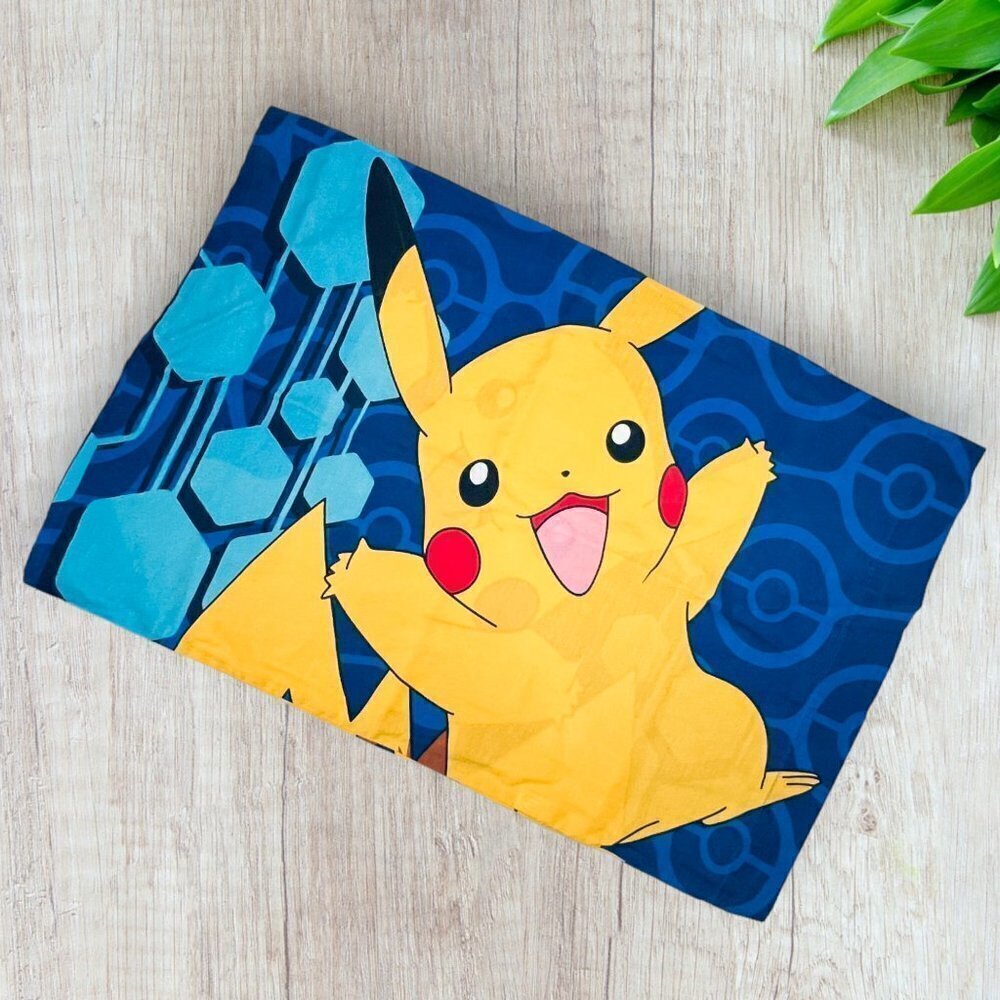 POKEMON Pikachu Pillowcase Standard Twin Bed Yellow Blue